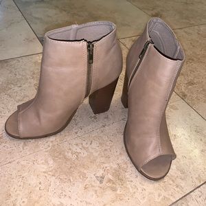 Tan Open Toe Booties
